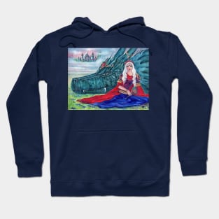 Dragon and princess "Misty's Castle" by Renee Lavoie Hoodie